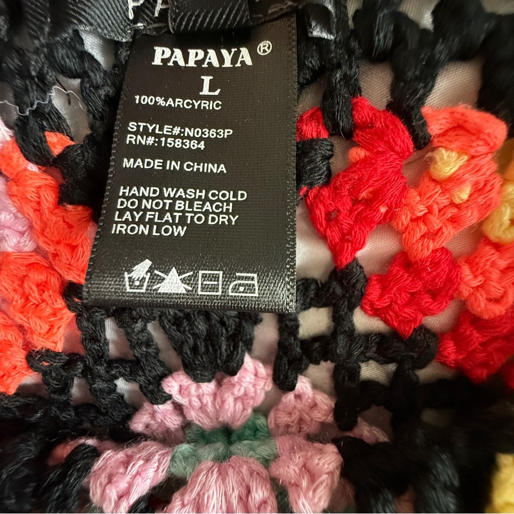 Papaya Crochet Granny Square Halter Top & Shorts Set – Black/Multi – Size M/L - Picture 4 of 14
